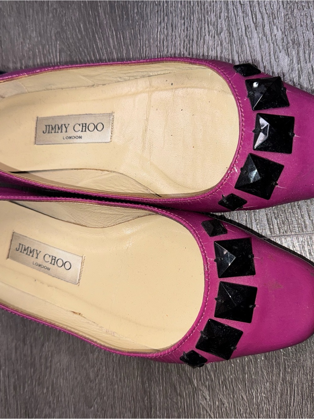 Jimmy Choo Fuchsia Ballet Flats with Black Accents